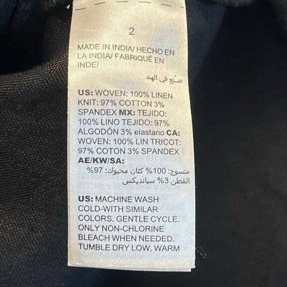 NWT CHICO'S Linen Jacket Size 2/Large Black Drape Open Front 3/4 Sleeve New - Picture 7 of 13